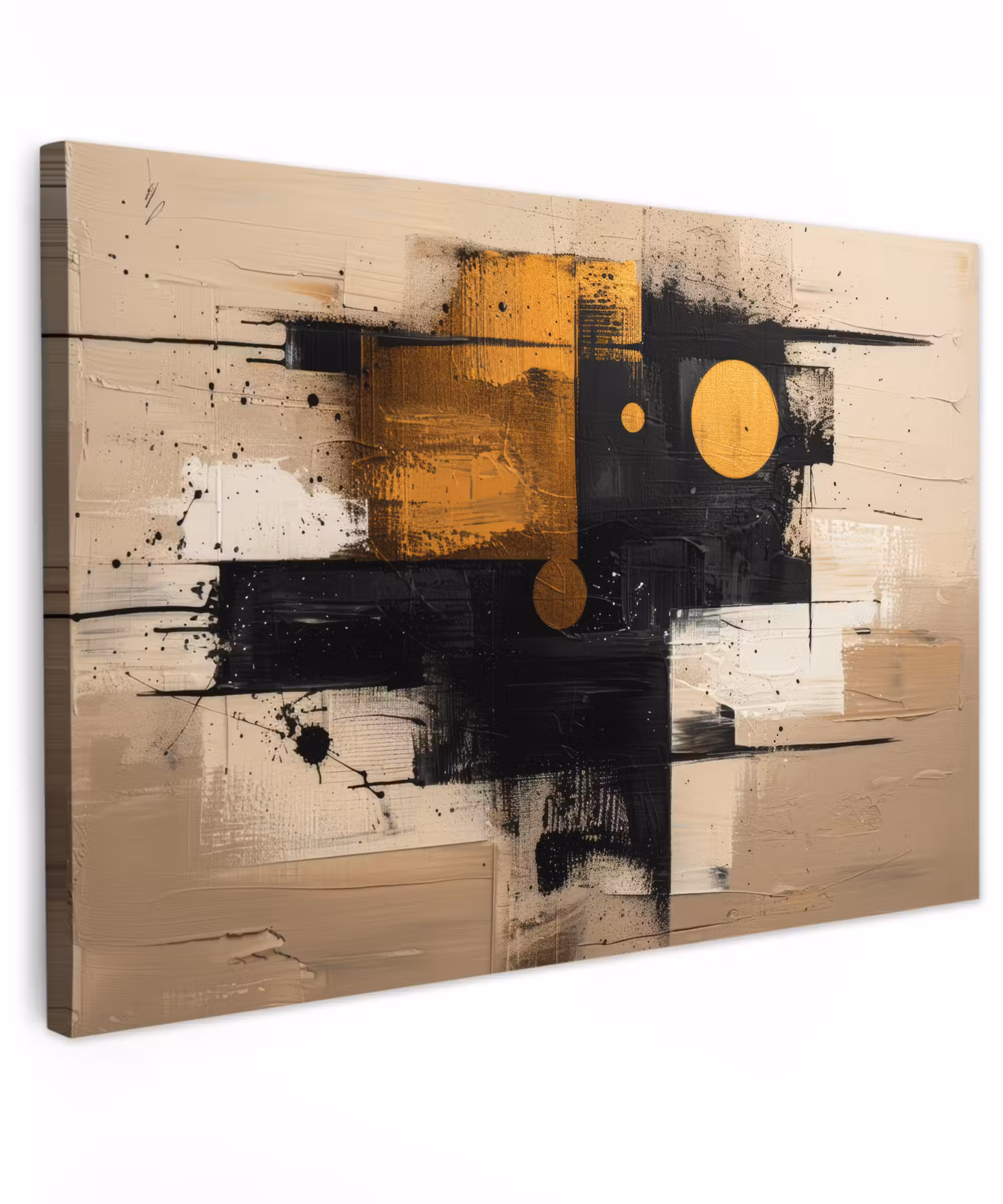 Canvas schilderij - Kunst - Beige - Modern - Goud