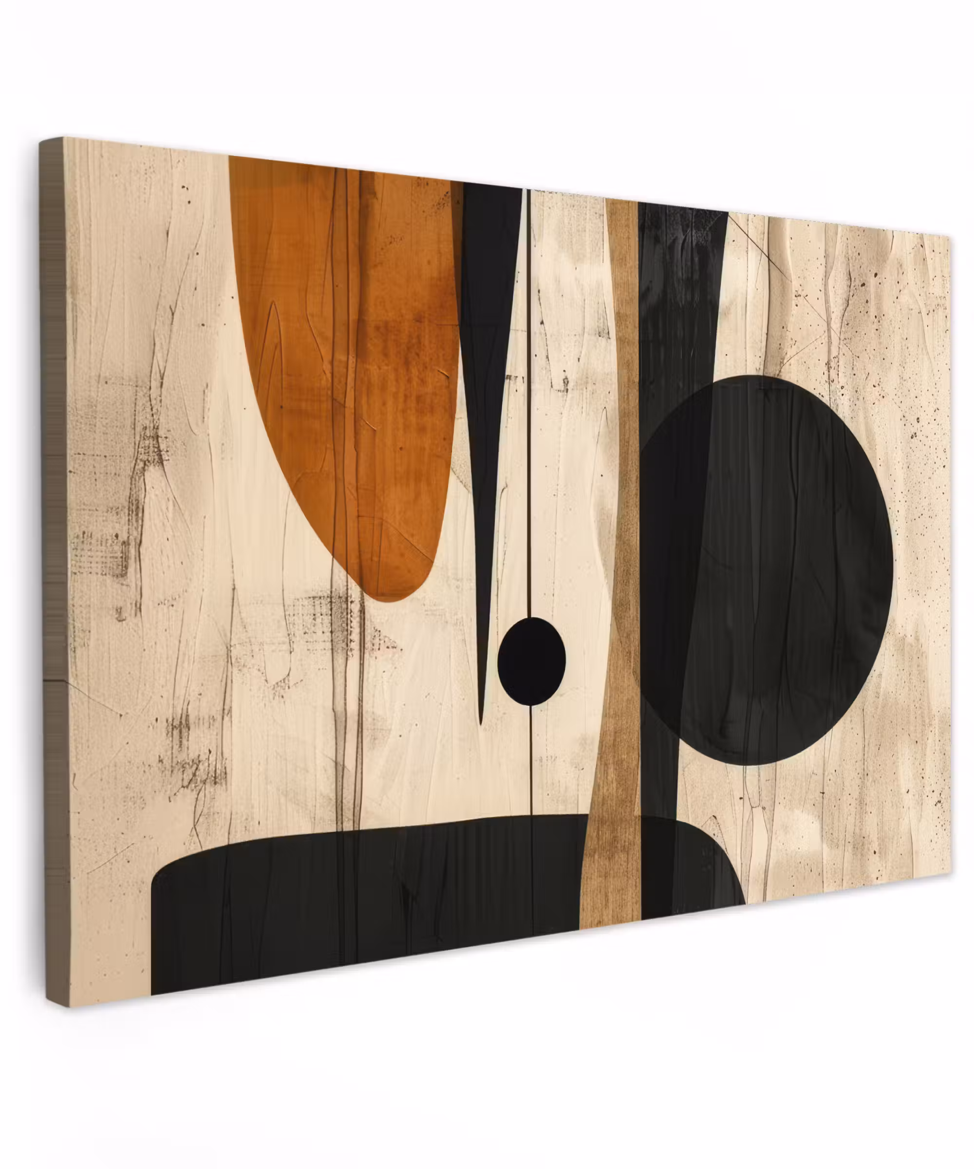 Canvas schilderij - Kunst - Beige - Zwart - Modern