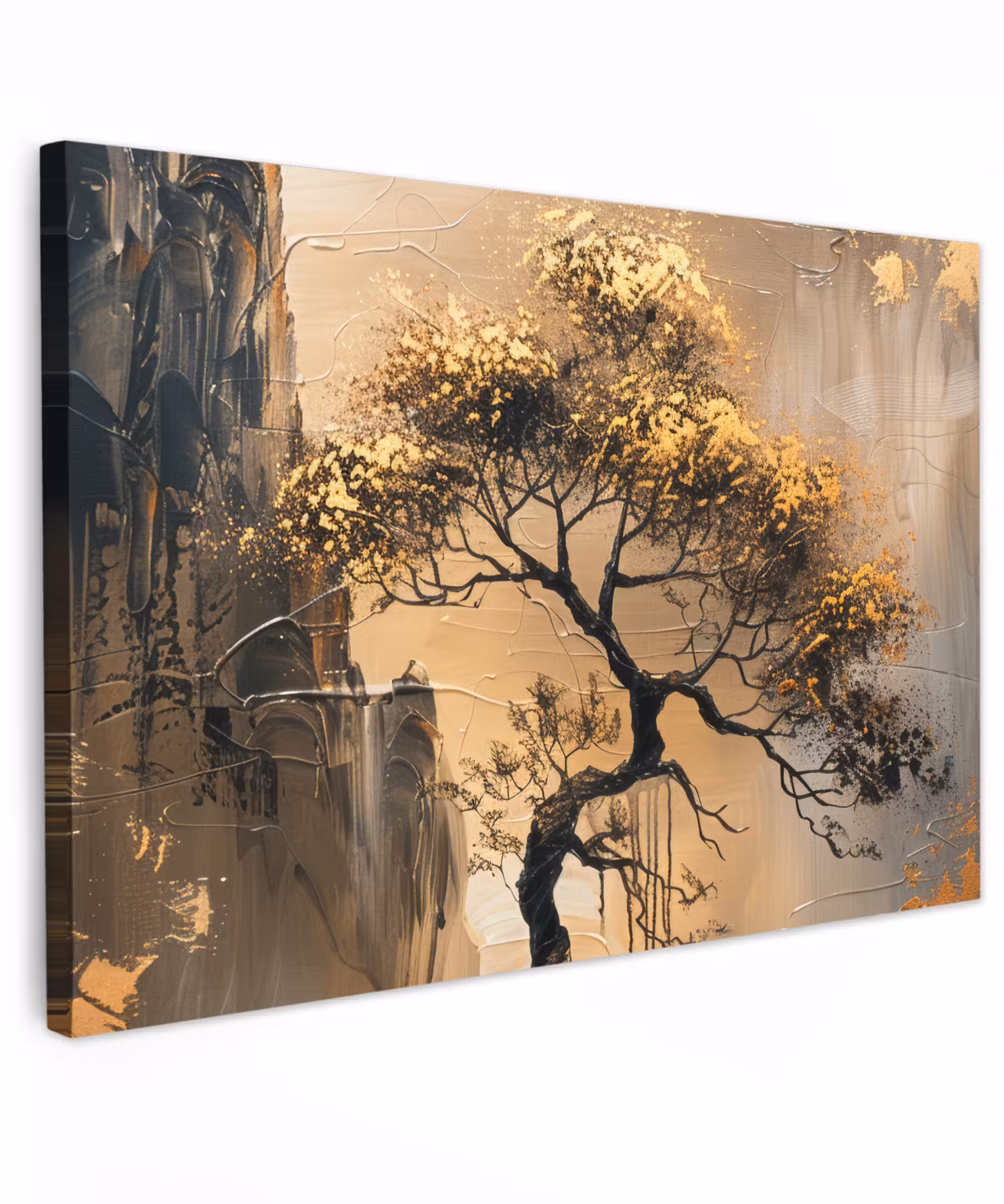 Canvas schilderij - Kunst - Boom - Goud - Modern