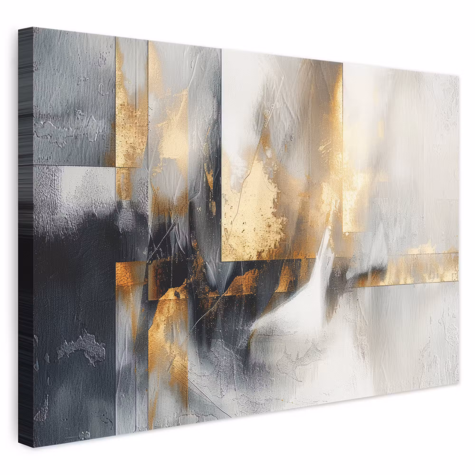 Canvas schilderij - Kunst - Goud - Zilver - Abstract