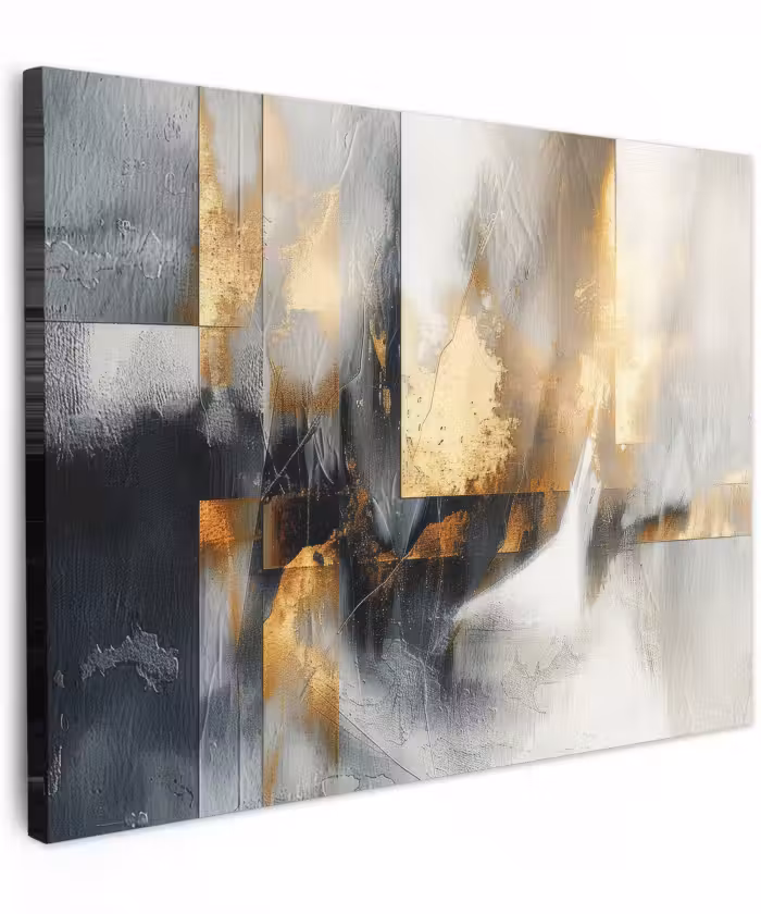 Canvas schilderij - Kunst - Goud - Zilver - Abstract