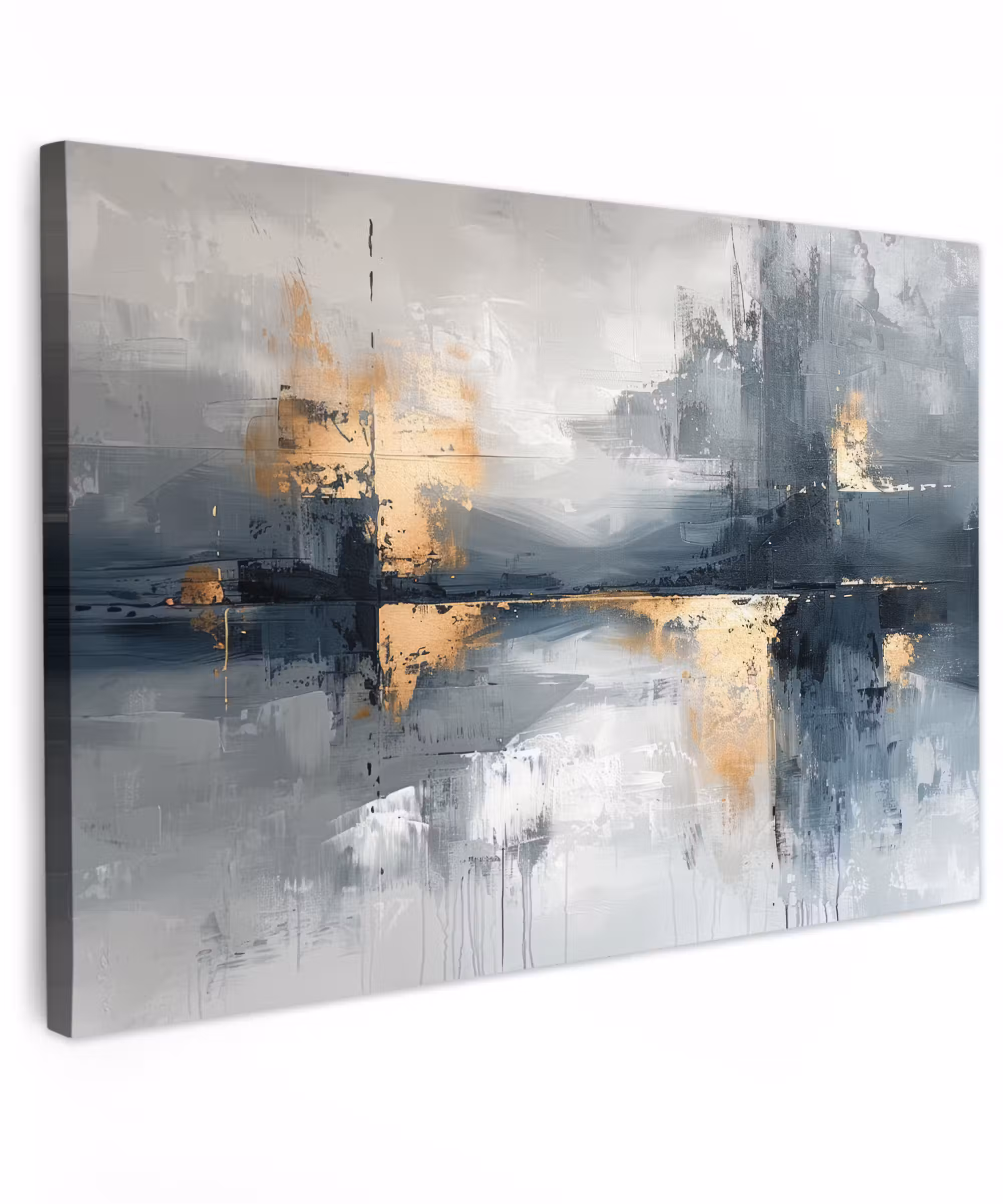 Canvas schilderij - Kunst - Grijs - Goud - Abstract
