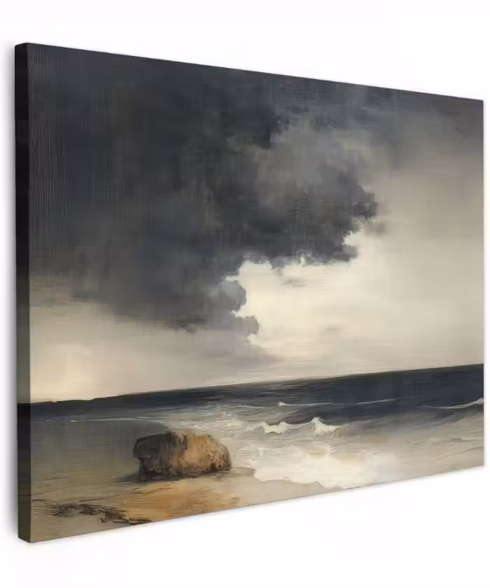 Canvas schilderij - Kust - Golven - Rots - Storm