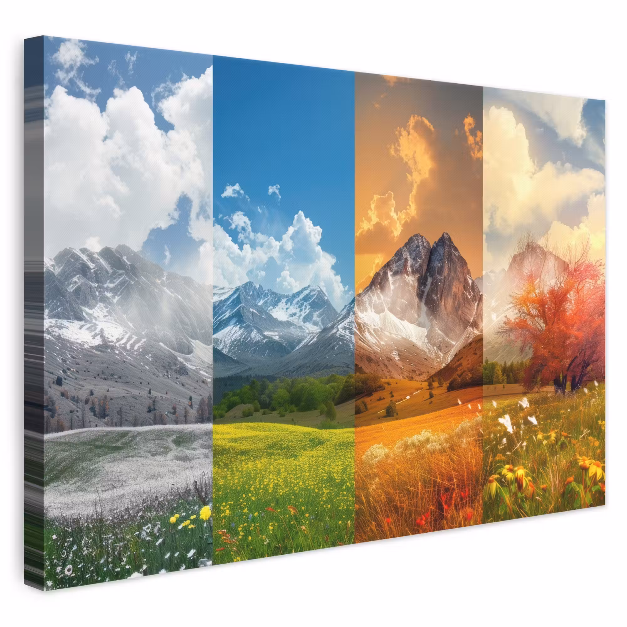 Canvas schilderij - Landschap - 4 seizoenen - Natuur - Winter - Lente - Zomer - Herfst