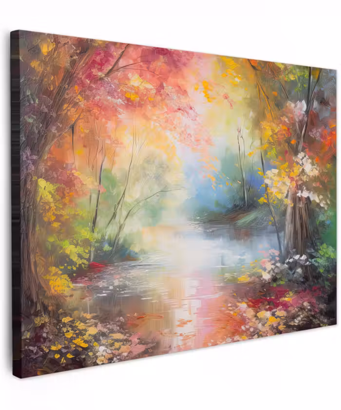 Canvas schilderij - Landschap - Olieverf - Kleurrijk - Natuur
