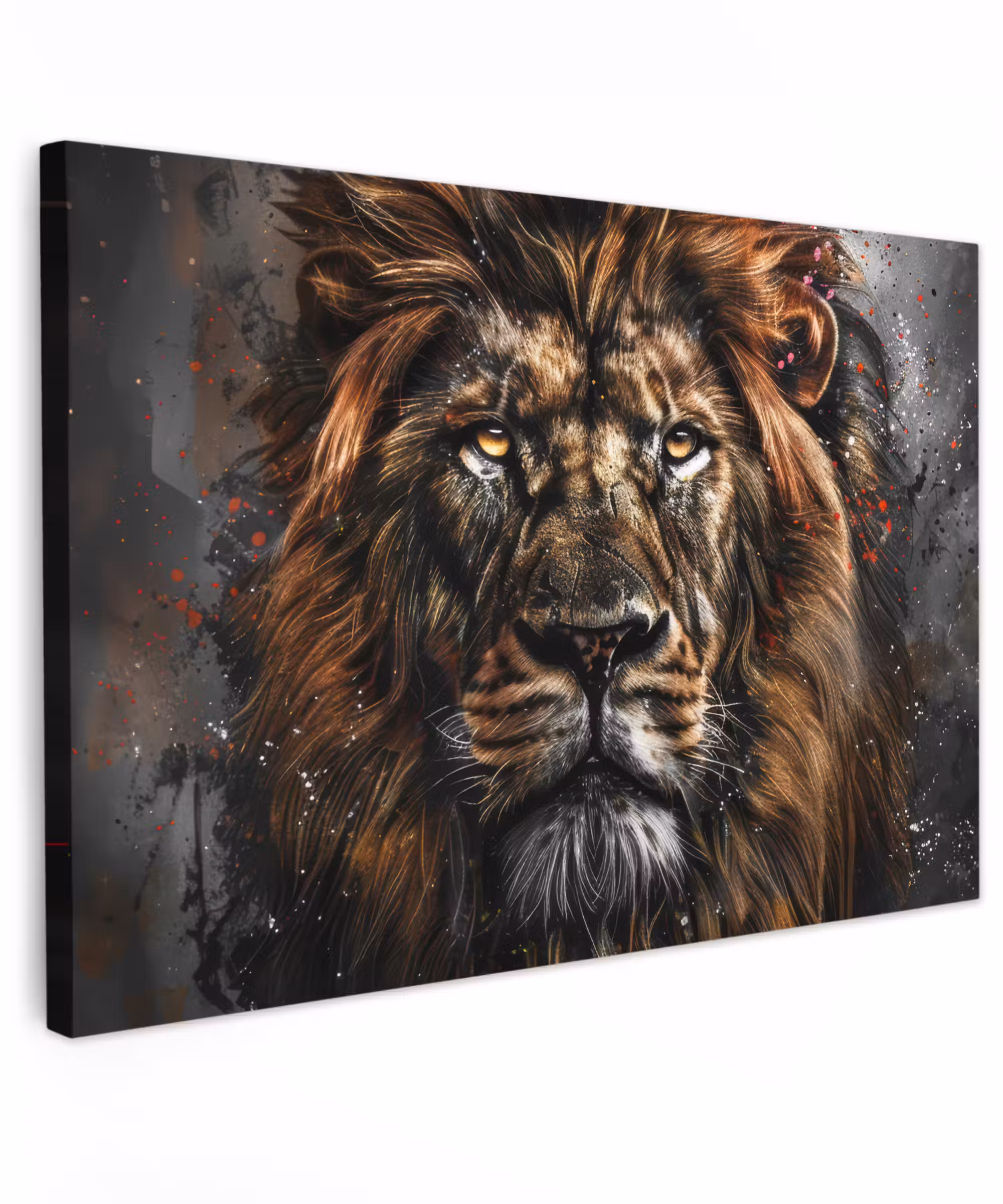 Canvas schilderij - Leeuw - Dieren - Portret - Zwart - Luxe