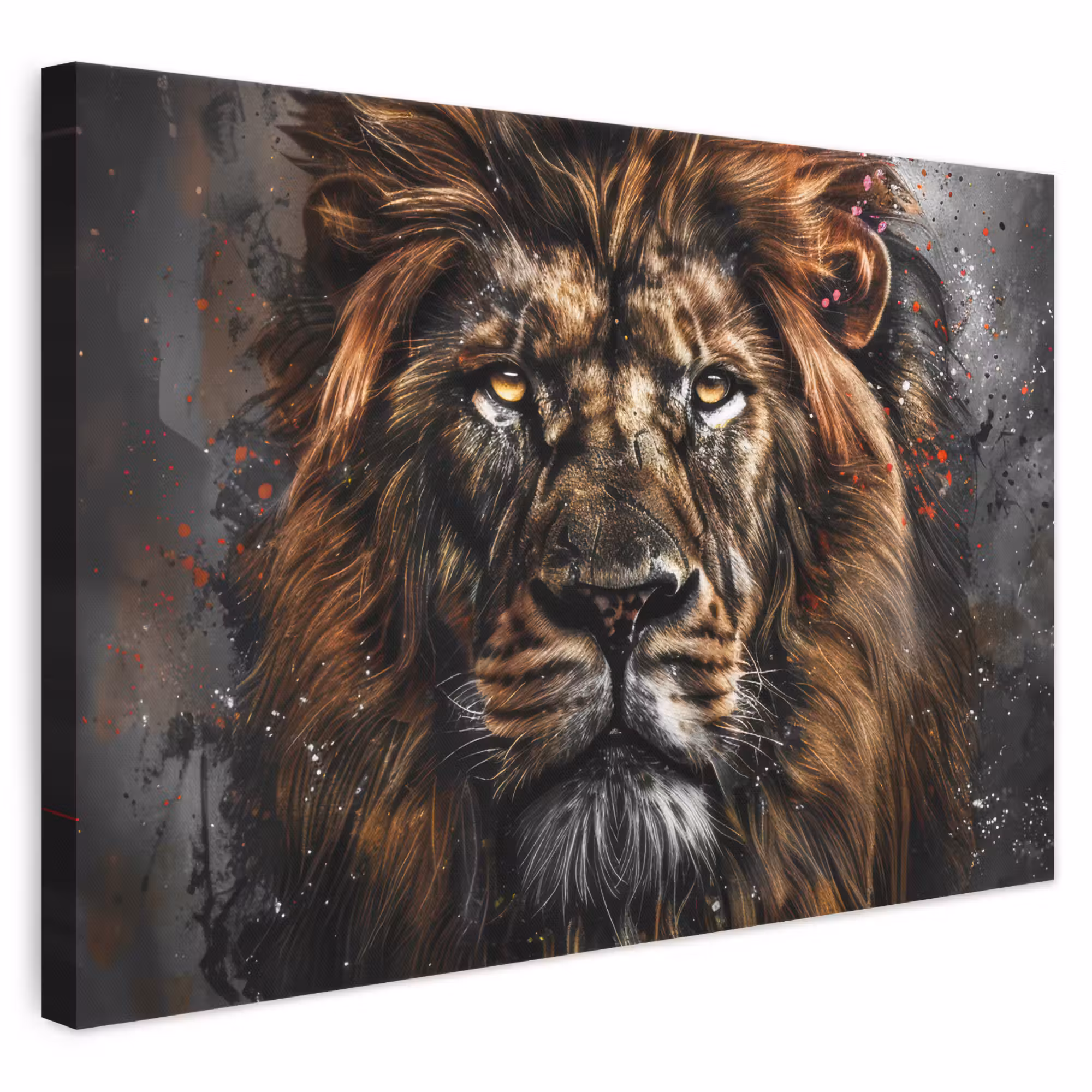 Canvas schilderij - Leeuw - Dieren - Portret - Zwart - Luxe
