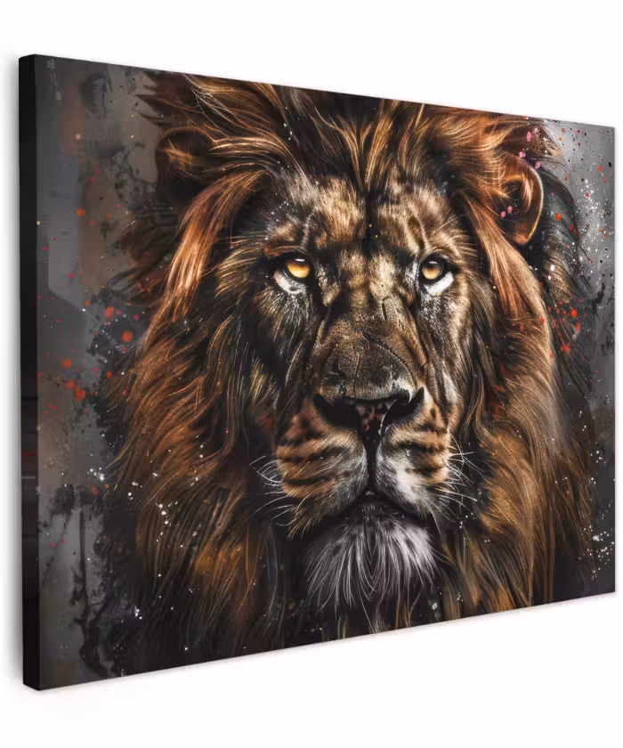 Canvas schilderij - Leeuw - Dieren - Portret - Zwart - Luxe