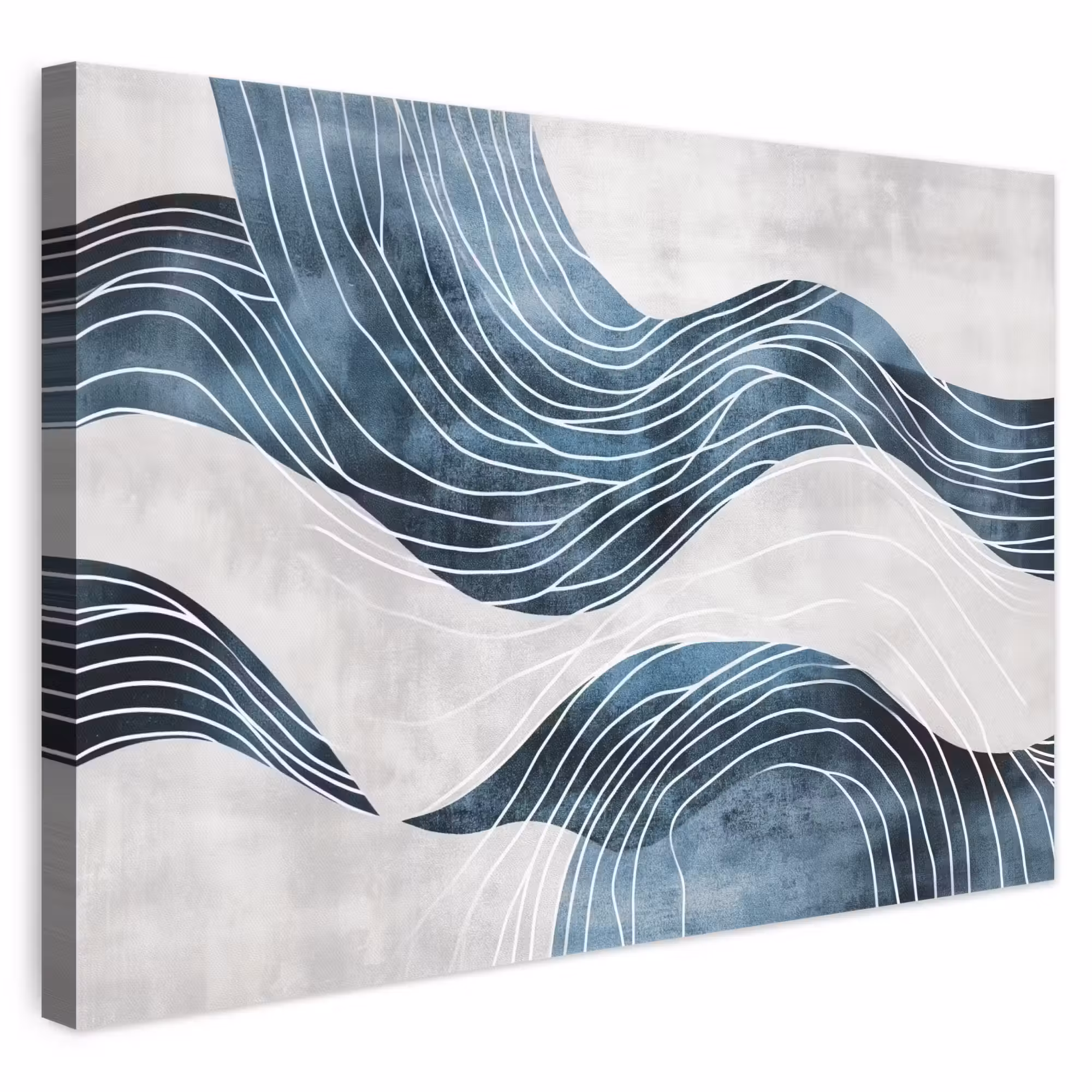 Canvas schilderij - Lijnen - Golven - Abstract - Blauw