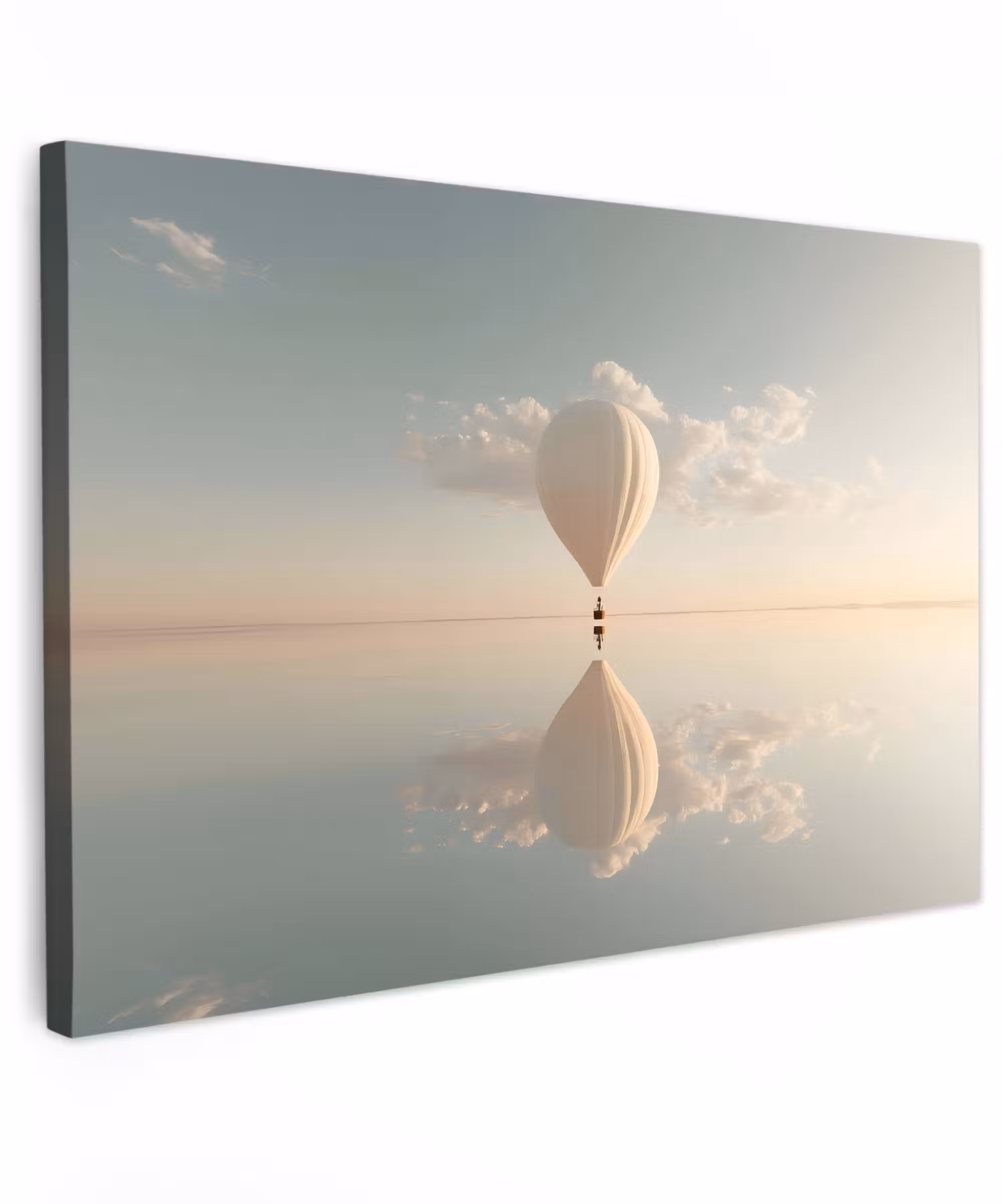 Canvas schilderij - Luchtballon - Wolken - Water - Blauw