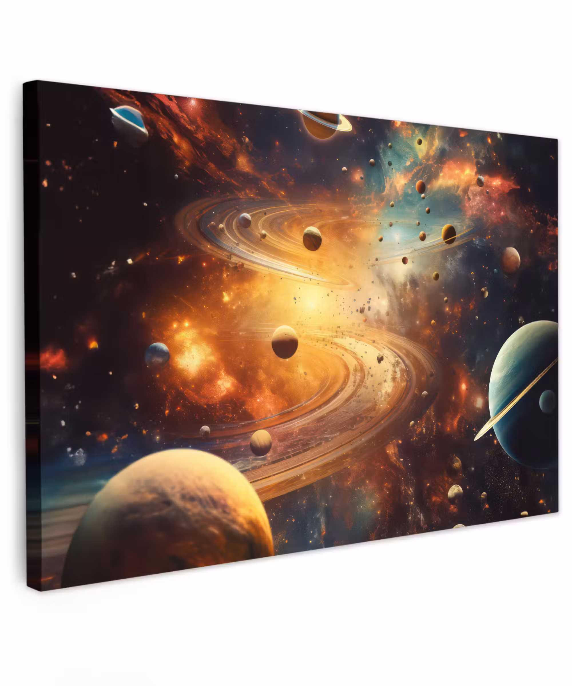 Canvas schilderij - Melkweg - Ruimte - Neon - Planeten