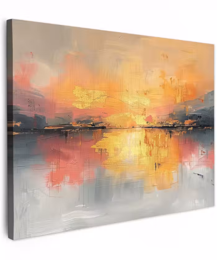 Canvas schilderij - Modern - Abstract - Goud - Roze