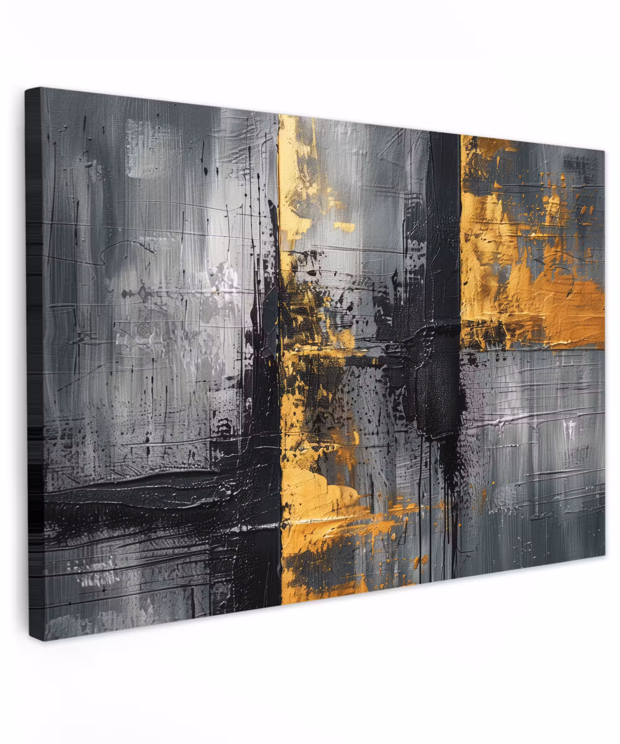 Canvas schilderij - Modern - Kunst - Goud - Zwart - Luxe