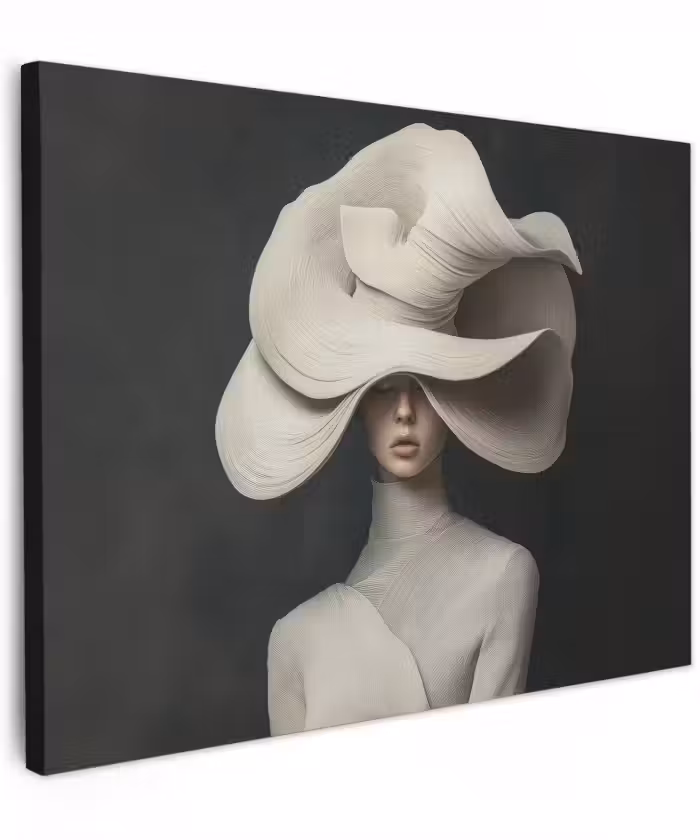 Canvas schilderij - Modern - Vrouw - Hoed