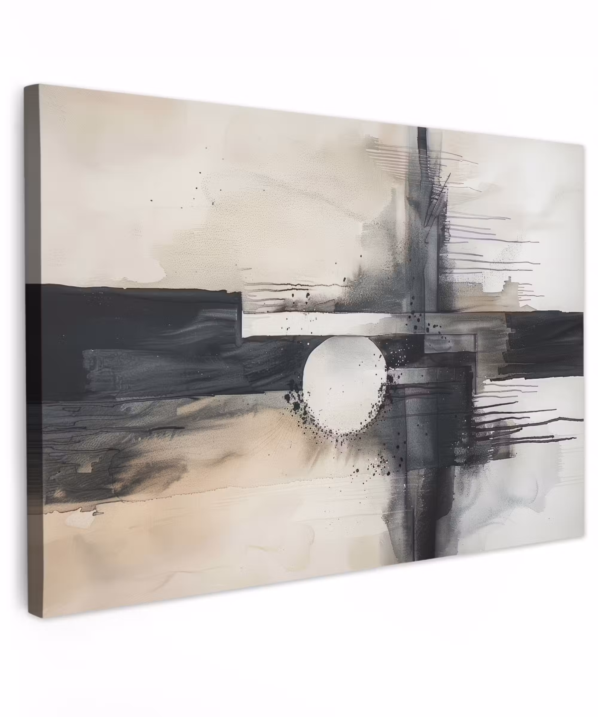 Canvas schilderij - Moderne kunst - Grijs - Industrieel - Wit