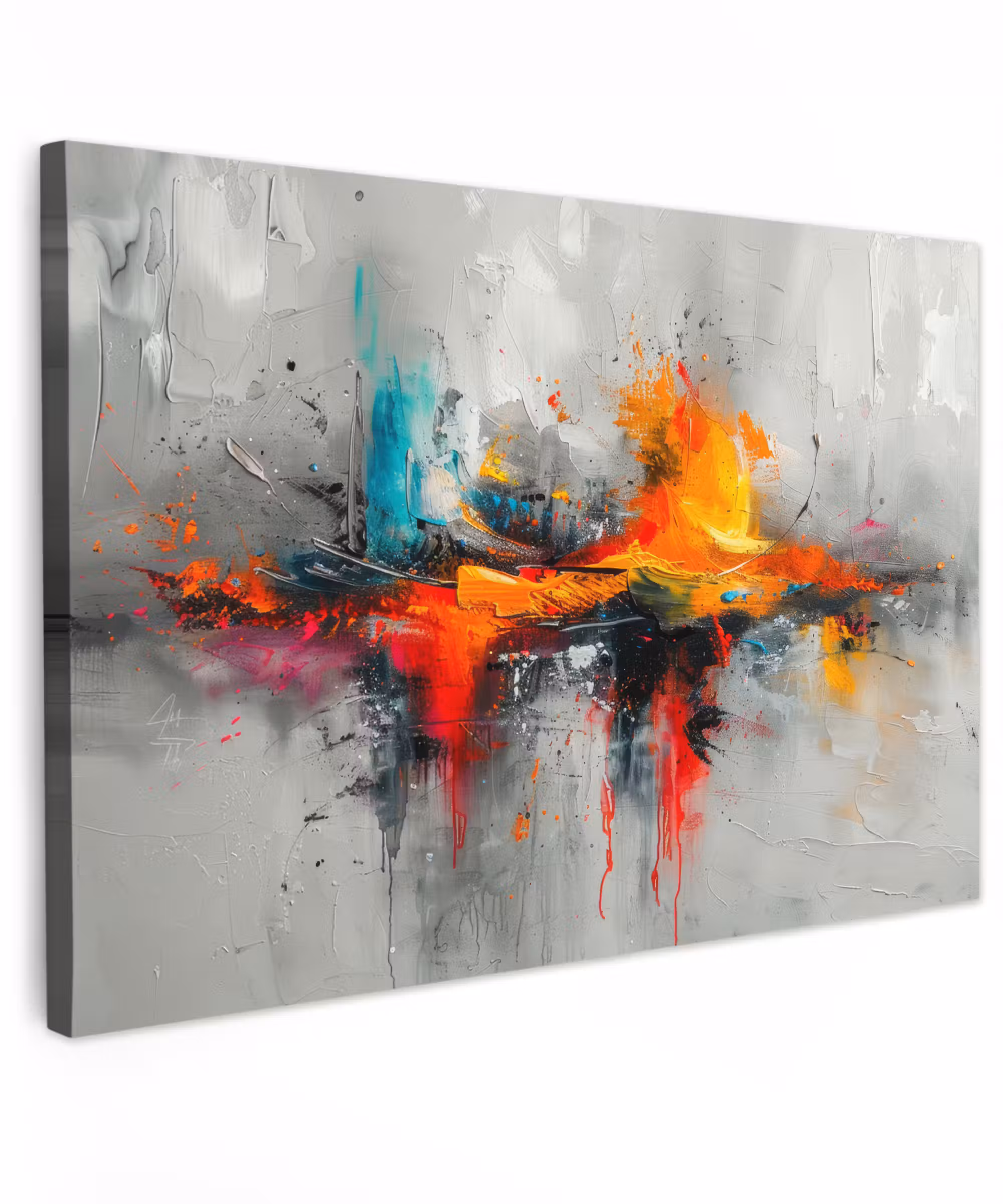 Canvas schilderij - Moderne kunst - Oranje - Grijs - Abstract