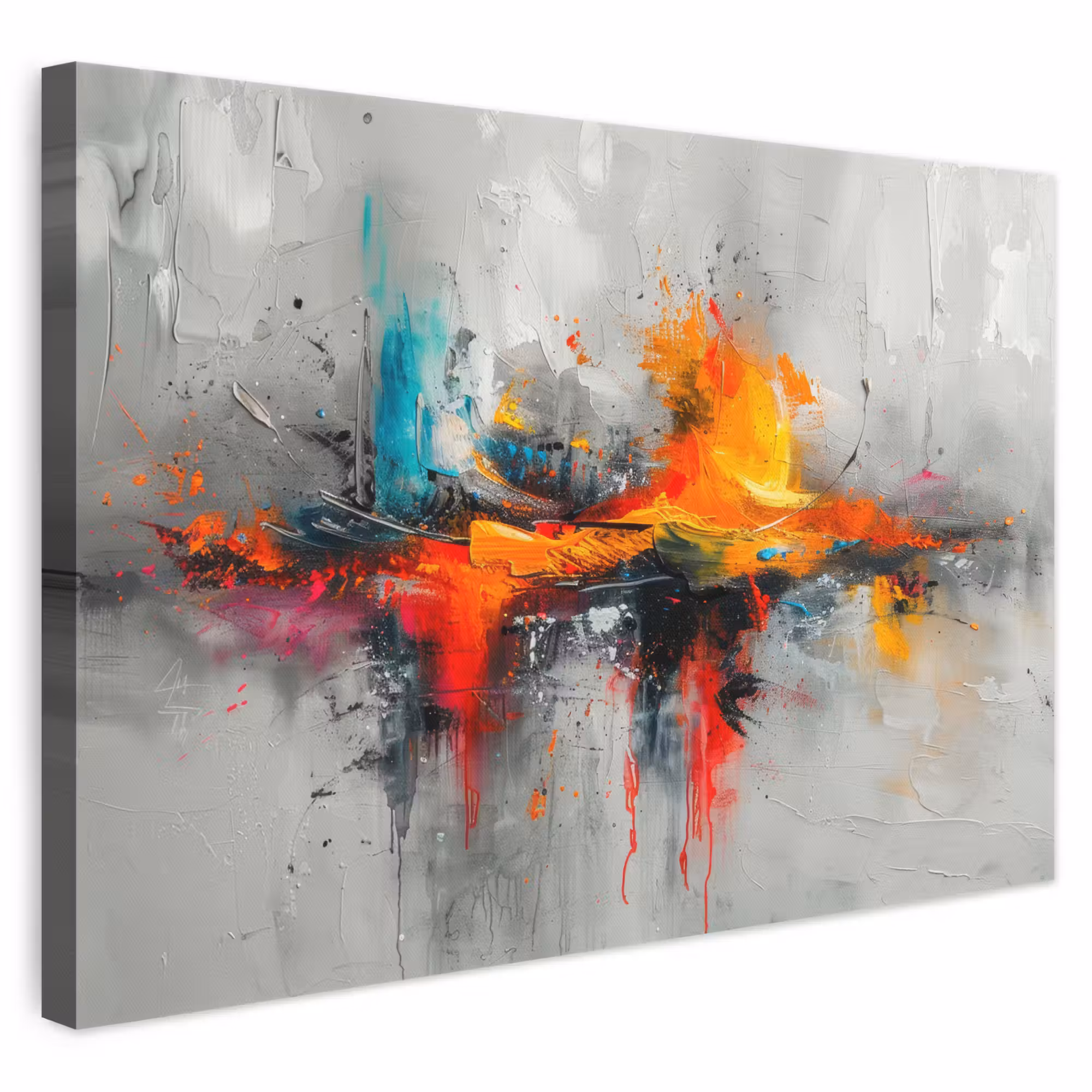 Canvas schilderij - Moderne kunst - Oranje - Grijs - Abstract