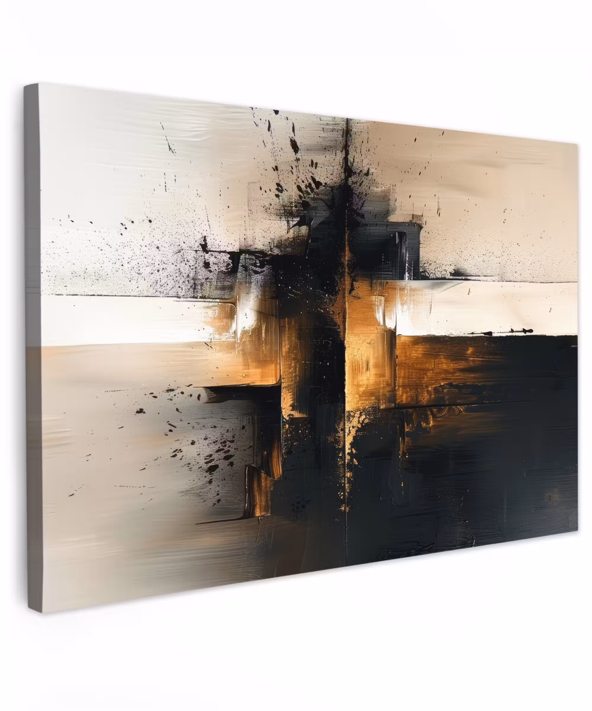 Canvas schilderij - Moderne kunst - Zwart - Goud - Luxe