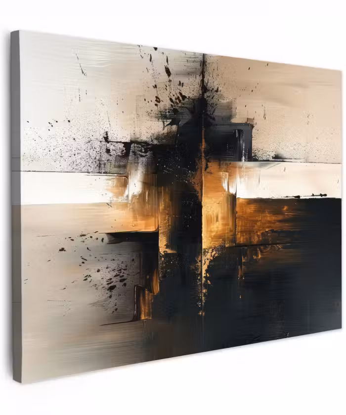 Canvas schilderij - Moderne kunst - Zwart - Goud - Luxe