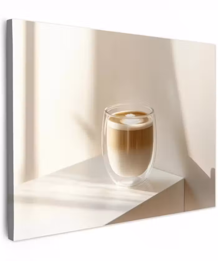 Canvas schilderij - Mok - Latte - Minimalistisch - Schaduw