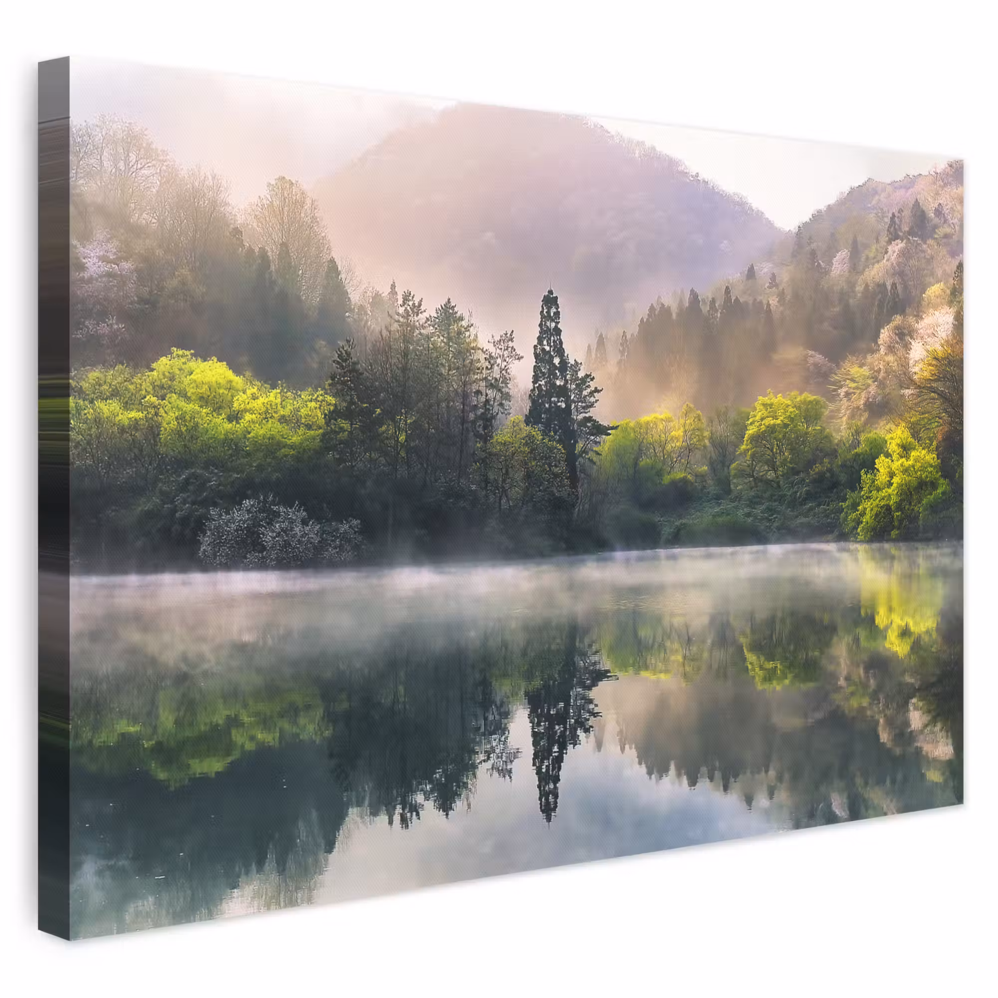 Canvas schilderij - Natuur - Bomen - Bergen - Meer - Water