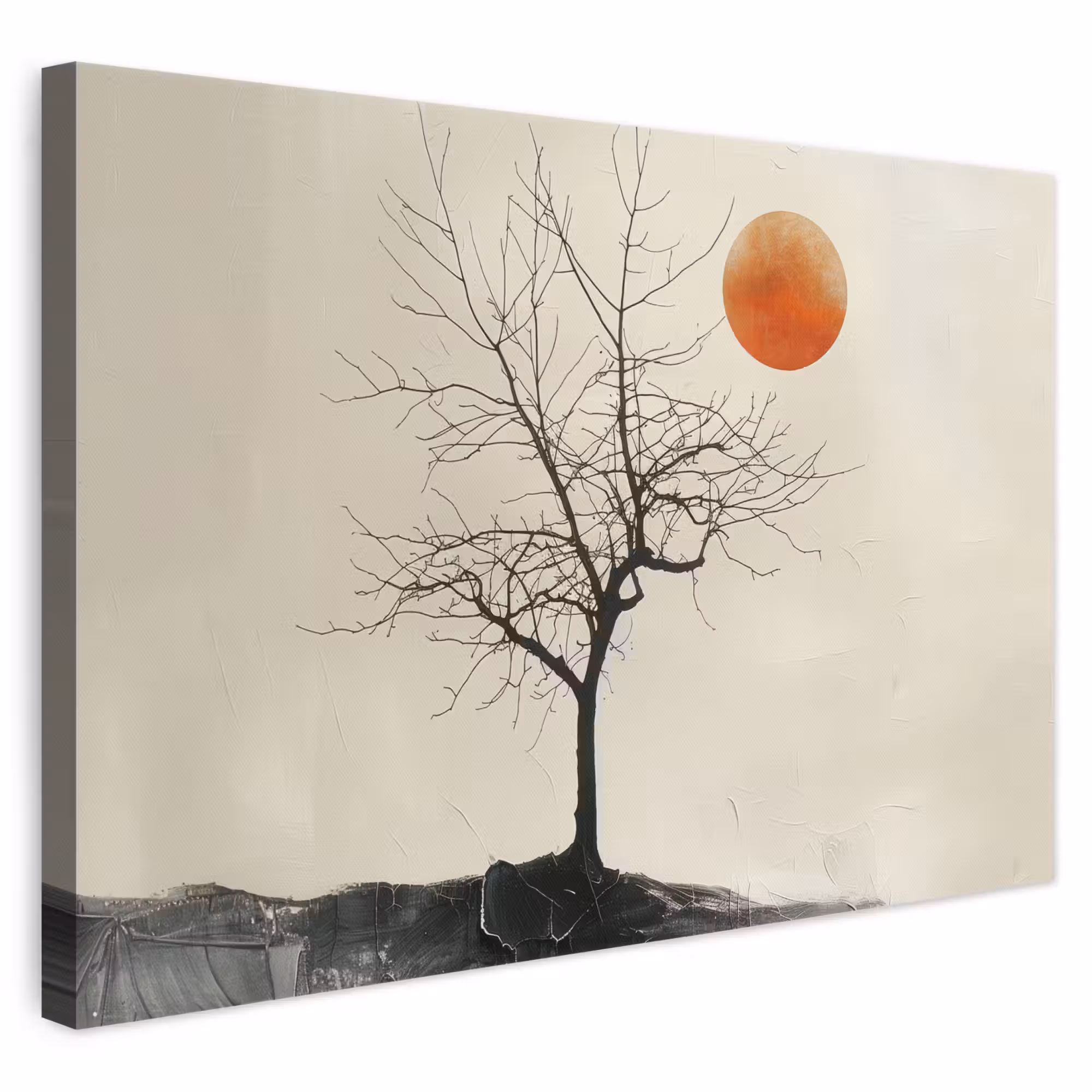 Canvas schilderij - Natuur - Zwart - Maan - Kunst - Modern