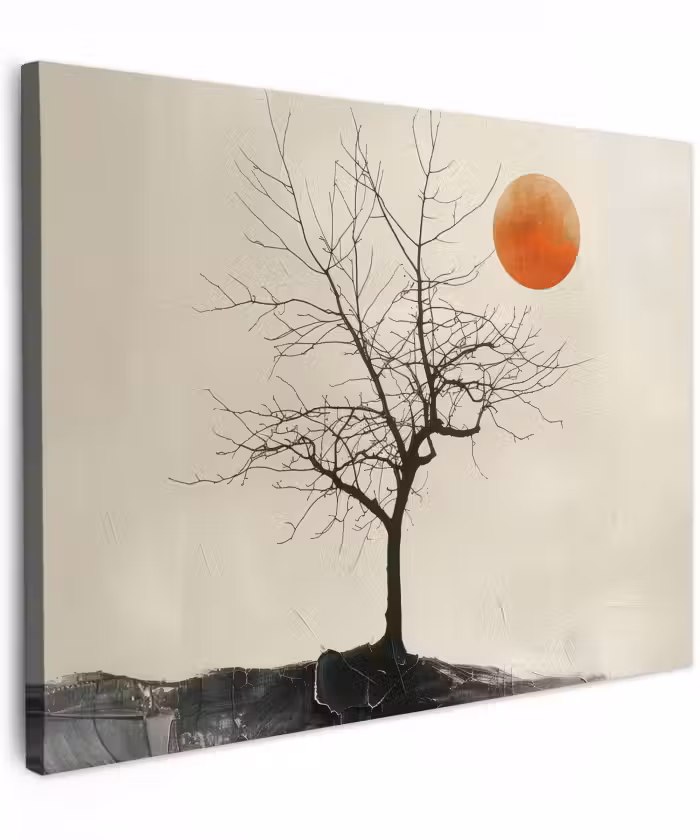 Canvas schilderij - Natuur - Zwart - Maan - Kunst - Modern