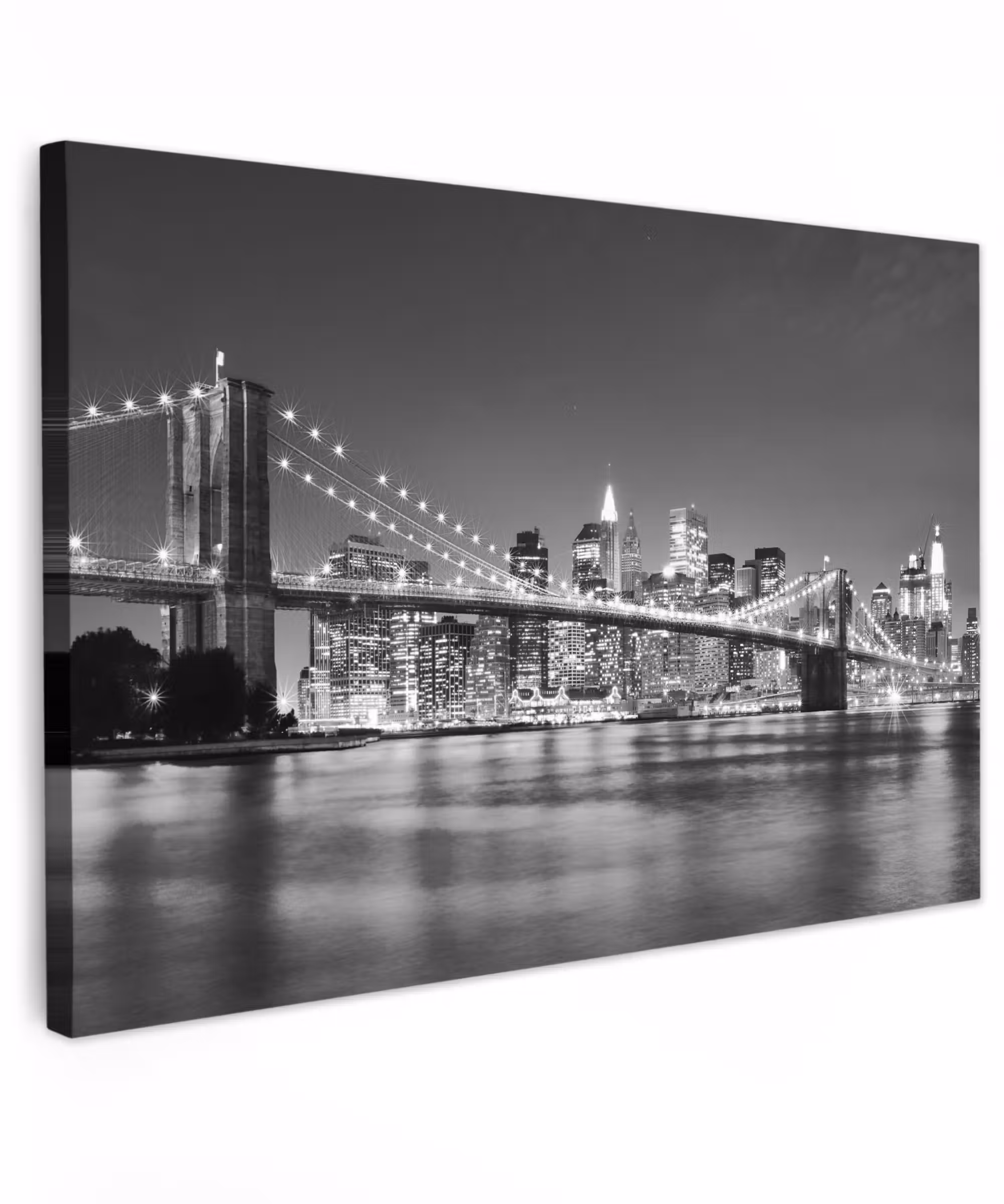 Canvas schilderij - New York - Brug - Brooklyn - Zwart wit - Architectuur