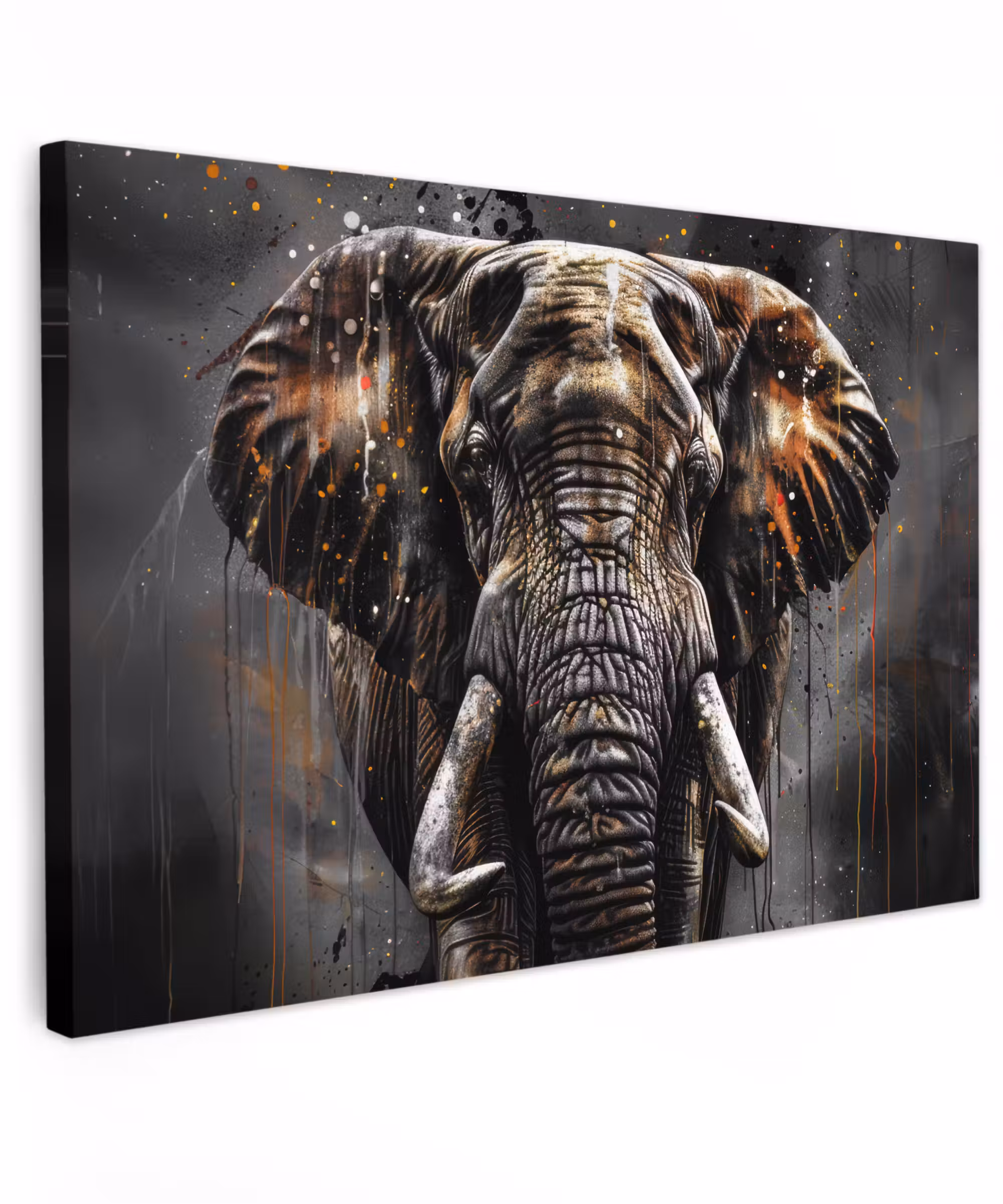 Canvas schilderij - Olifant - Watercolor - Wilde dieren - Luxe