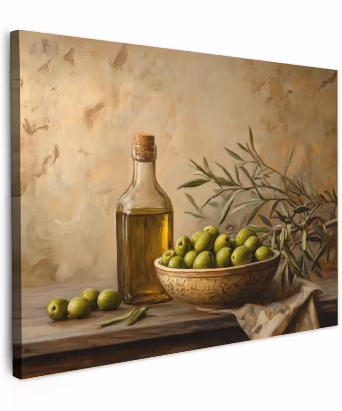 Canvas schilderij - Olijven - Stilleven - Vintage