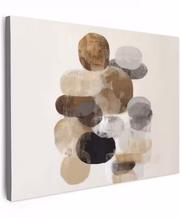 Canvas schilderij - Ovaal - Kleurvlakken - Penseelstreken
