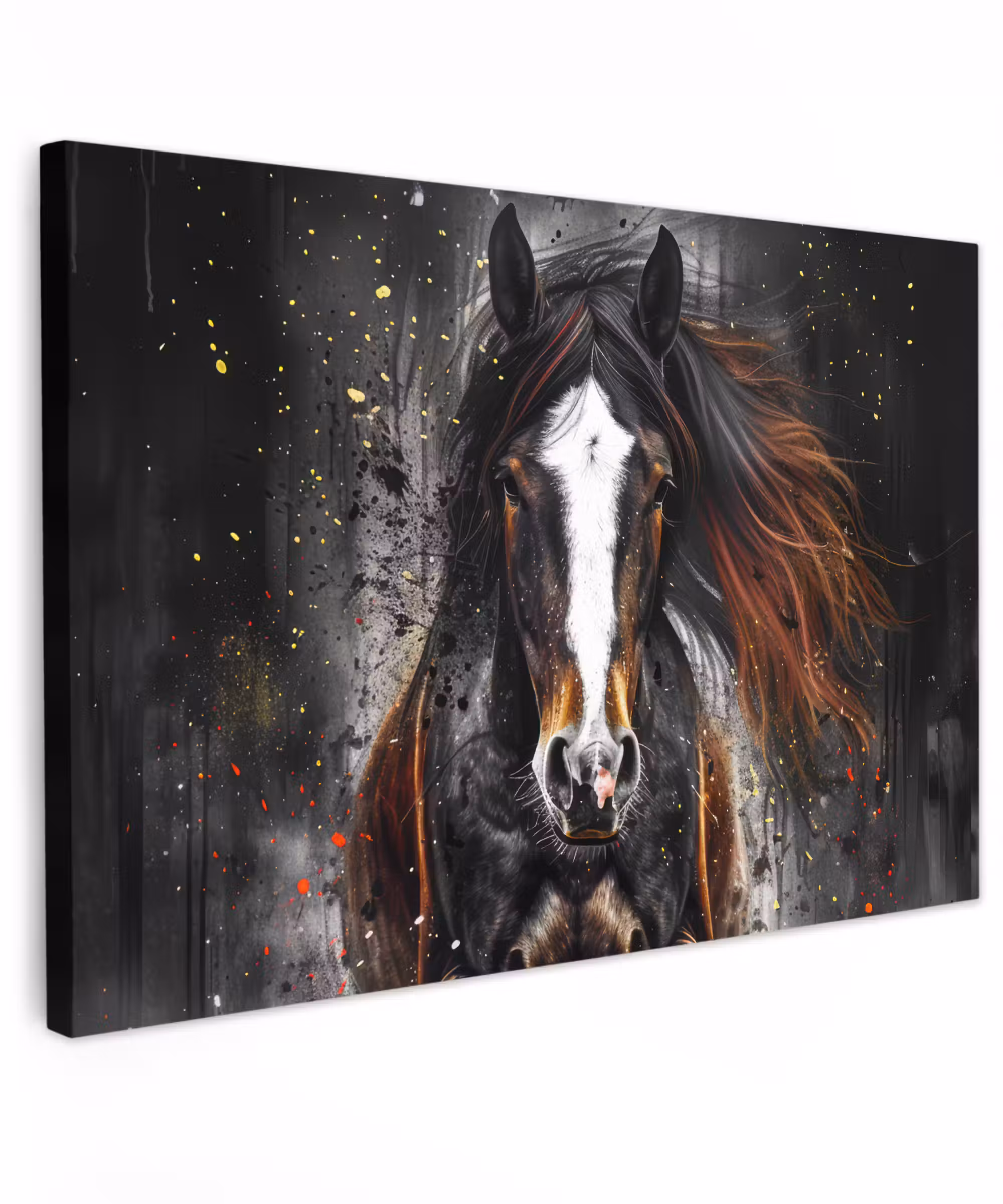 Canvas schilderij - Paard - Dieren - Zwart - Luxe - Modern