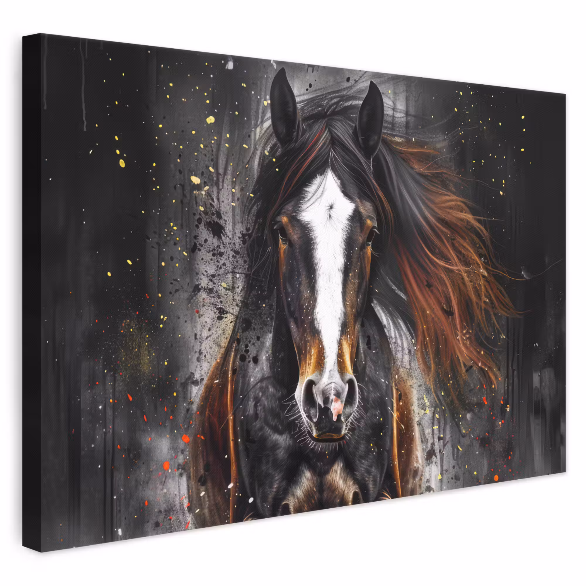 Canvas schilderij - Paard - Dieren - Zwart - Luxe - Modern