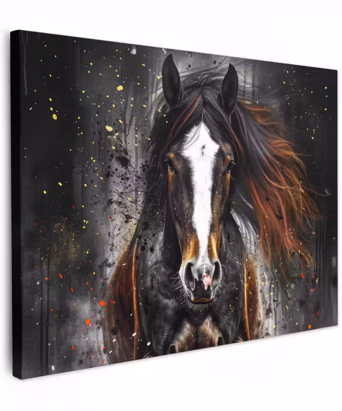 Canvas schilderij - Paard - Dieren - Zwart - Luxe - Modern
