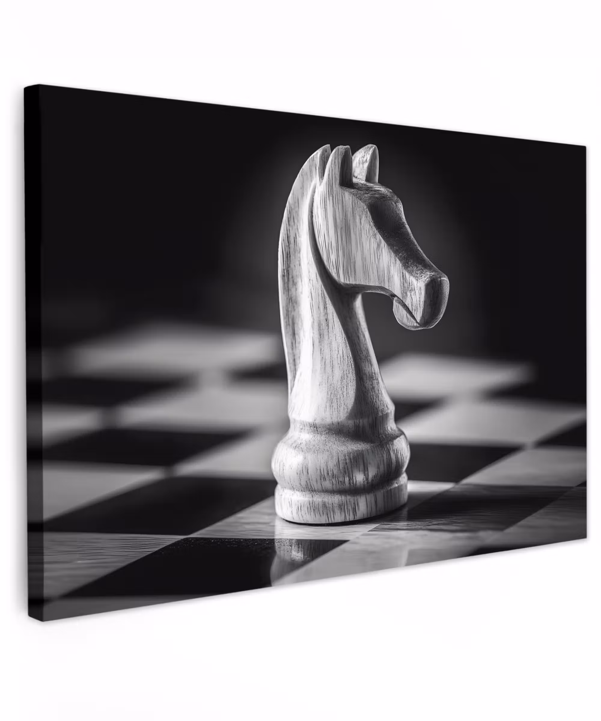 Canvas schilderij - Paard - Hout - Schaalbord - Zwart