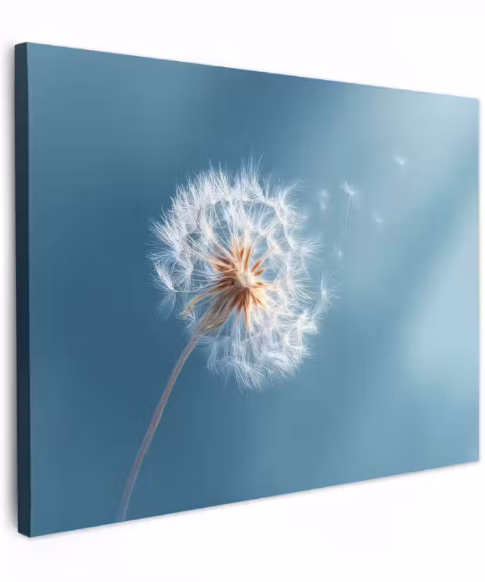 Canvas schilderij - Paardenbloem - Wind - Blauw