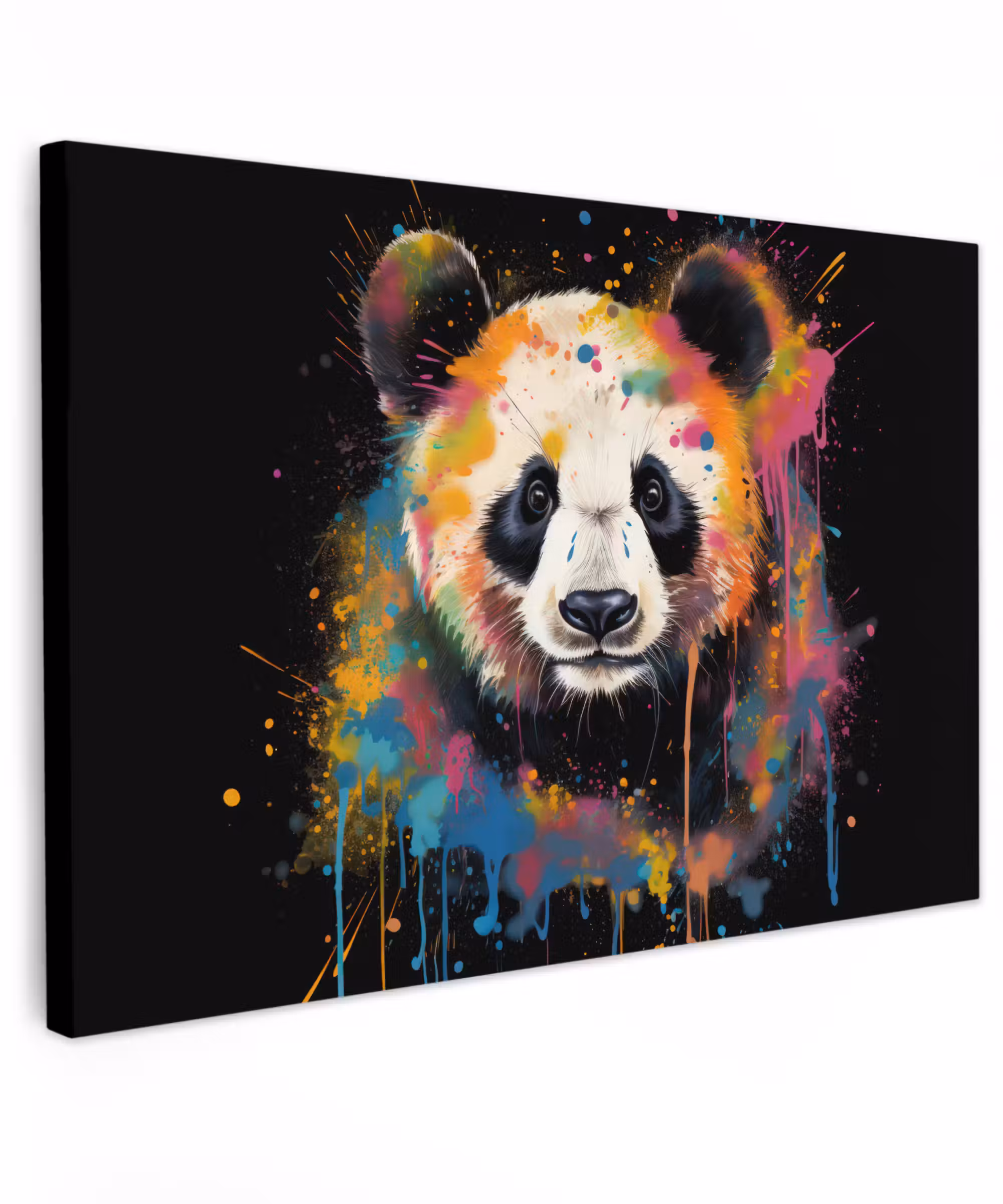Canvas schilderij - Panda - Graffiti - Dieren - Zwart - Kleuren