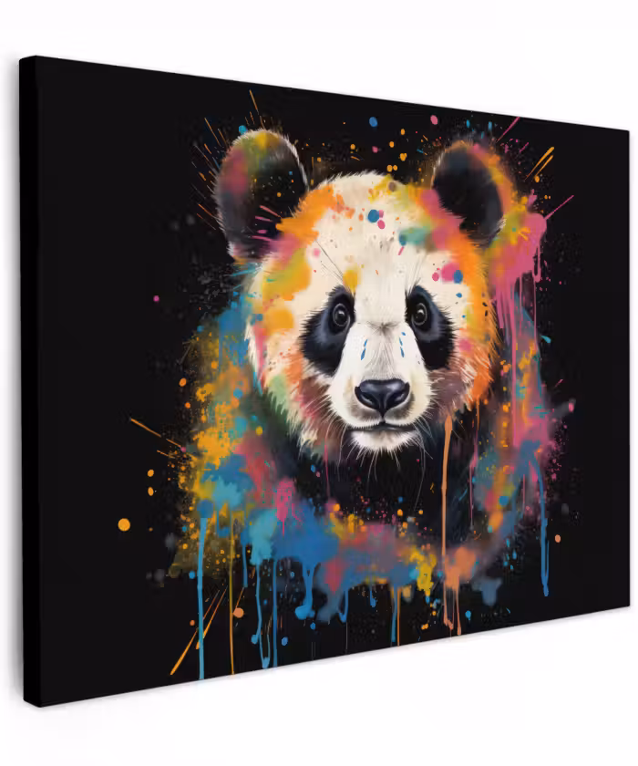Canvas schilderij - Panda - Graffiti - Dieren - Zwart - Kleuren