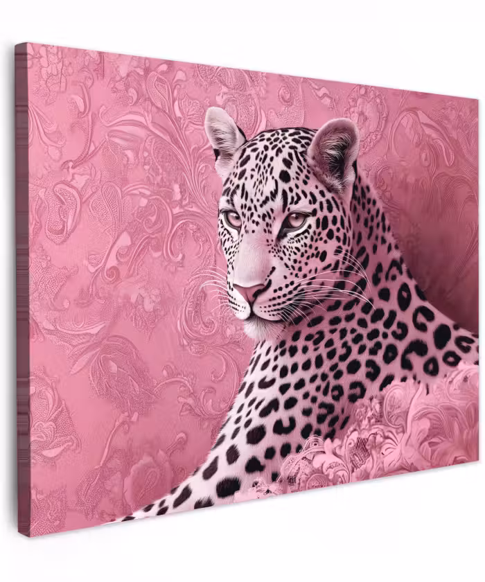 Canvas schilderij - Panter - Luxe - Roze