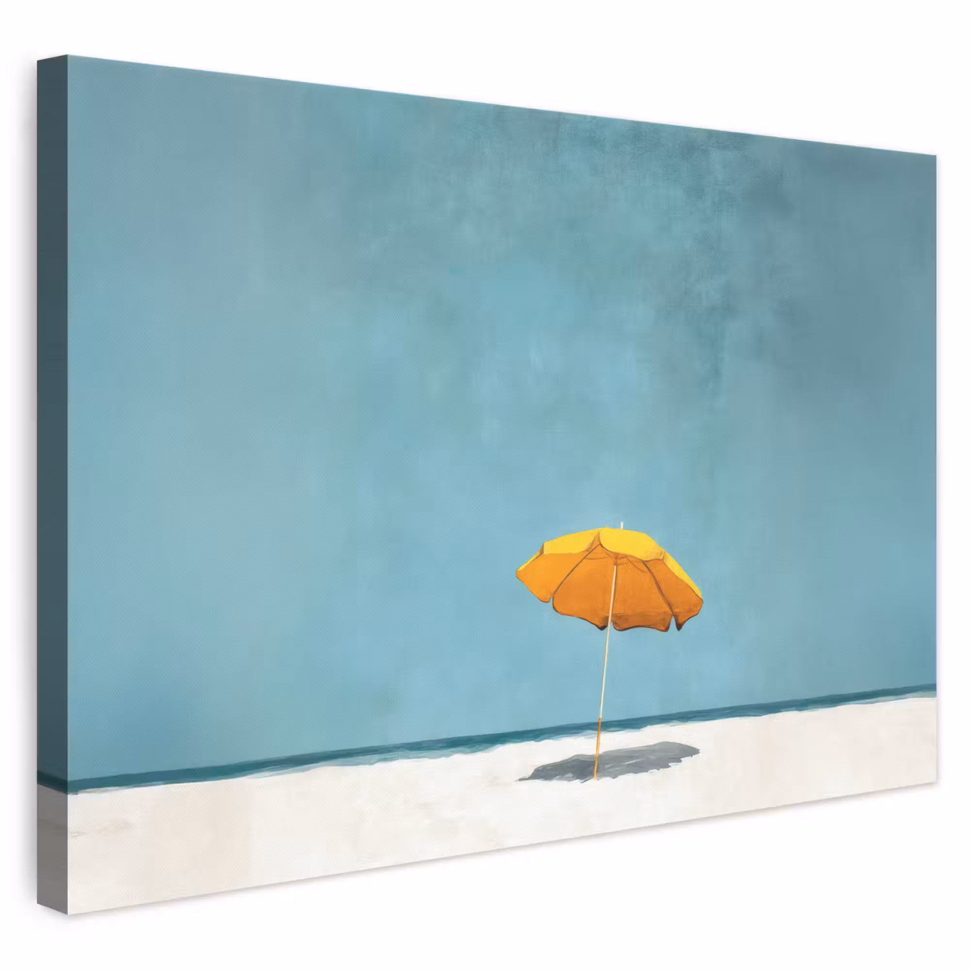 Canvas schilderij - Parasol - Geel - Strand - Zee