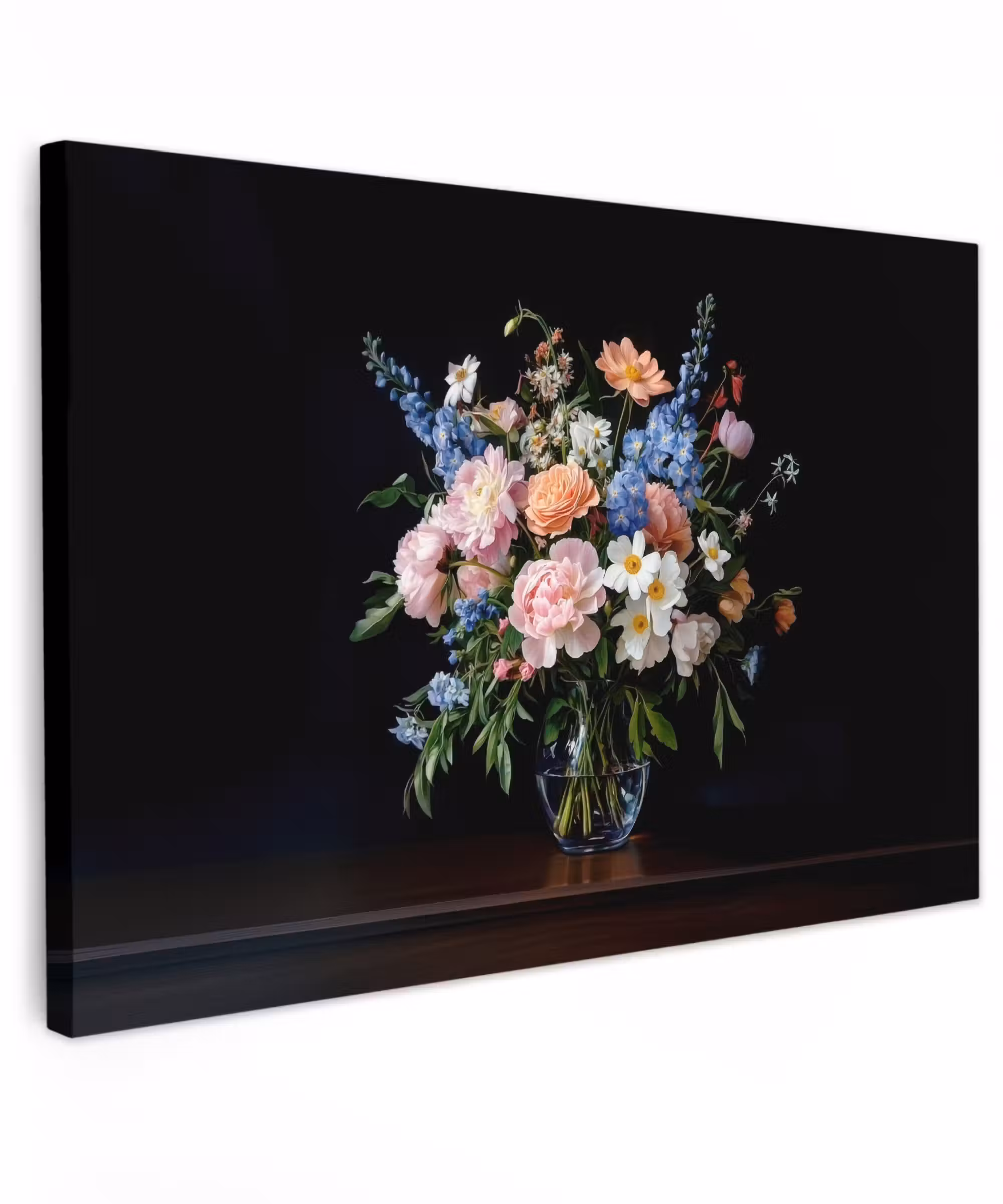 Canvas schilderij - Pastel - Bloemen - Glazen - Vaas