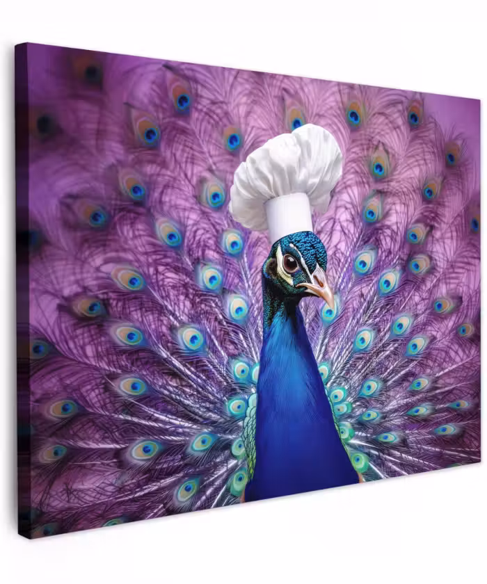 Canvas schilderij - Pauw - Koksmuts - Cool - Paars