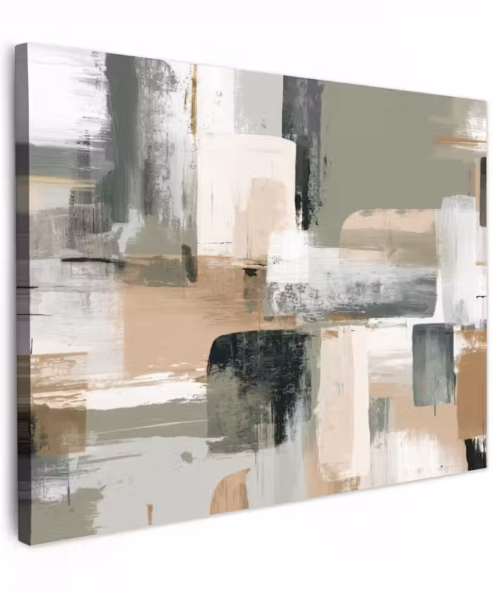 Canvas schilderij - Penseelstreken - Abstract - Aardetinten