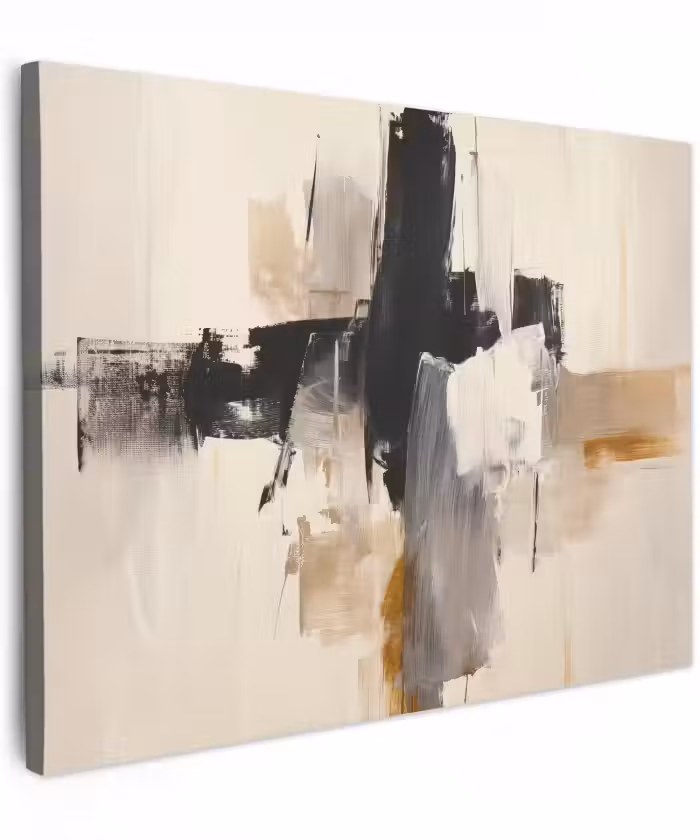 Canvas schilderij - Penseelstreken - Ruw - Abstract - Beige