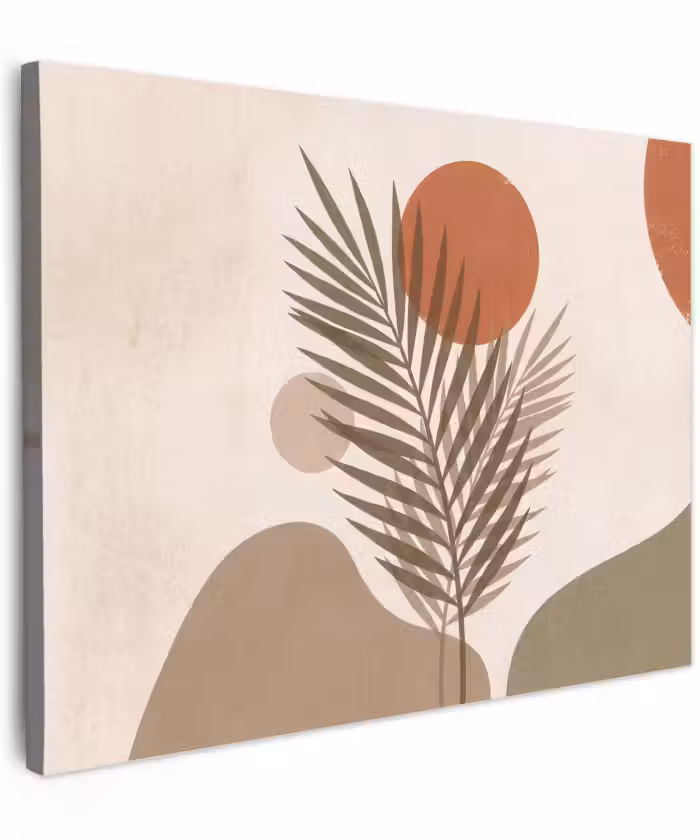 Canvas schilderij - Planten - Bladeren - Abstract - Modern - Beige