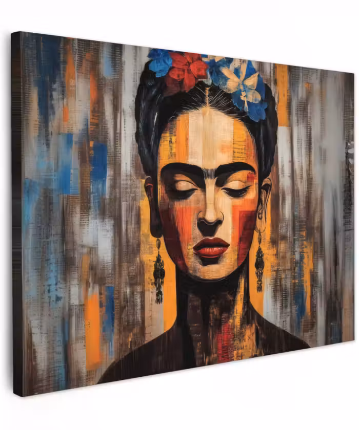 Canvas schilderij - Portret - Vrouw - Bloemen