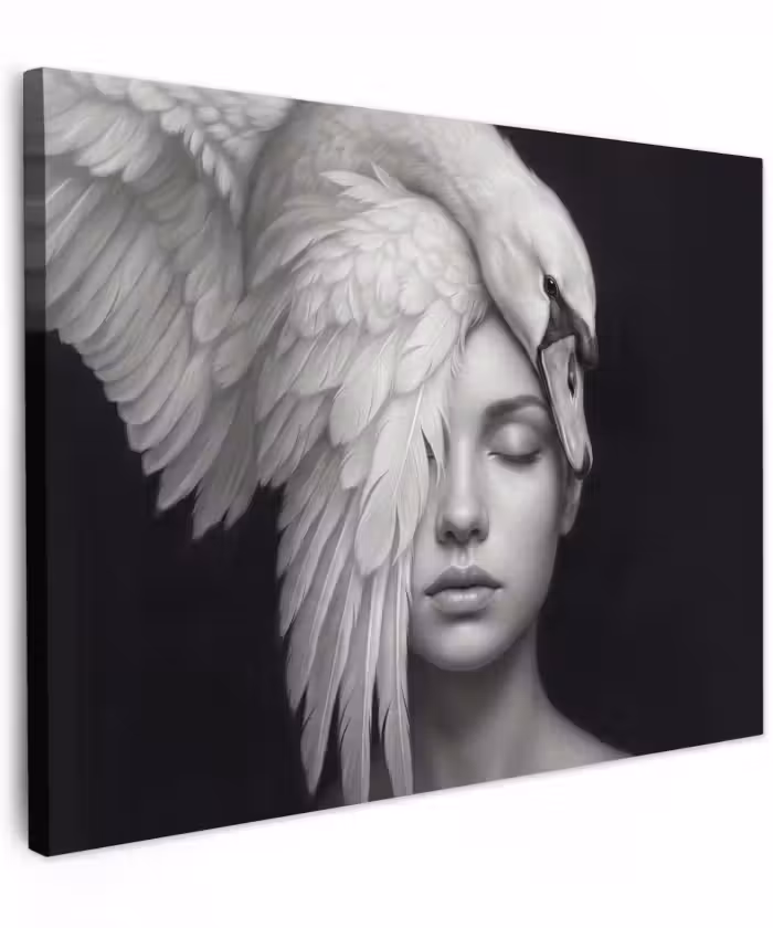Canvas schilderij - Portret - Zwaan - Zwart - Wit