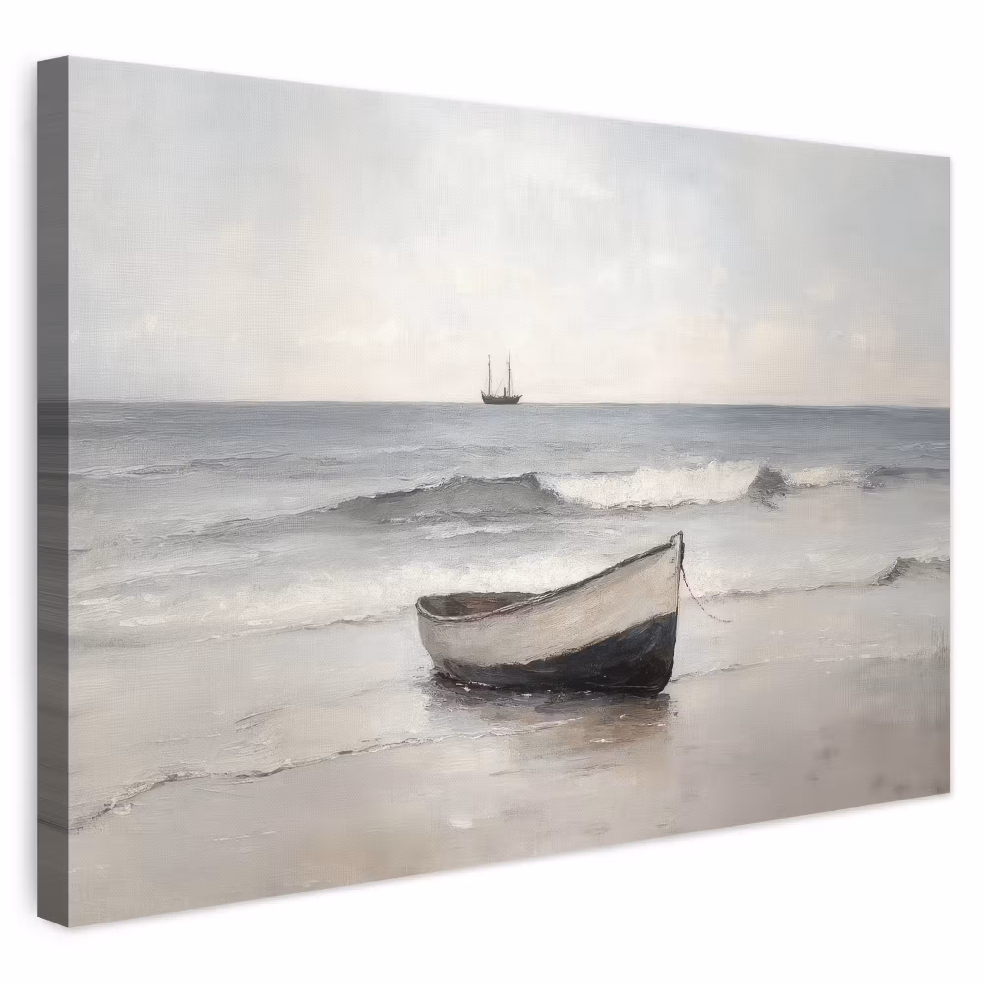 Canvas schilderij - Roeiboot - Zee - Horizon