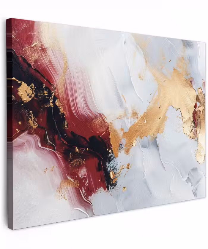 Canvas schilderij - Rood - Abstract - Goud - Modern