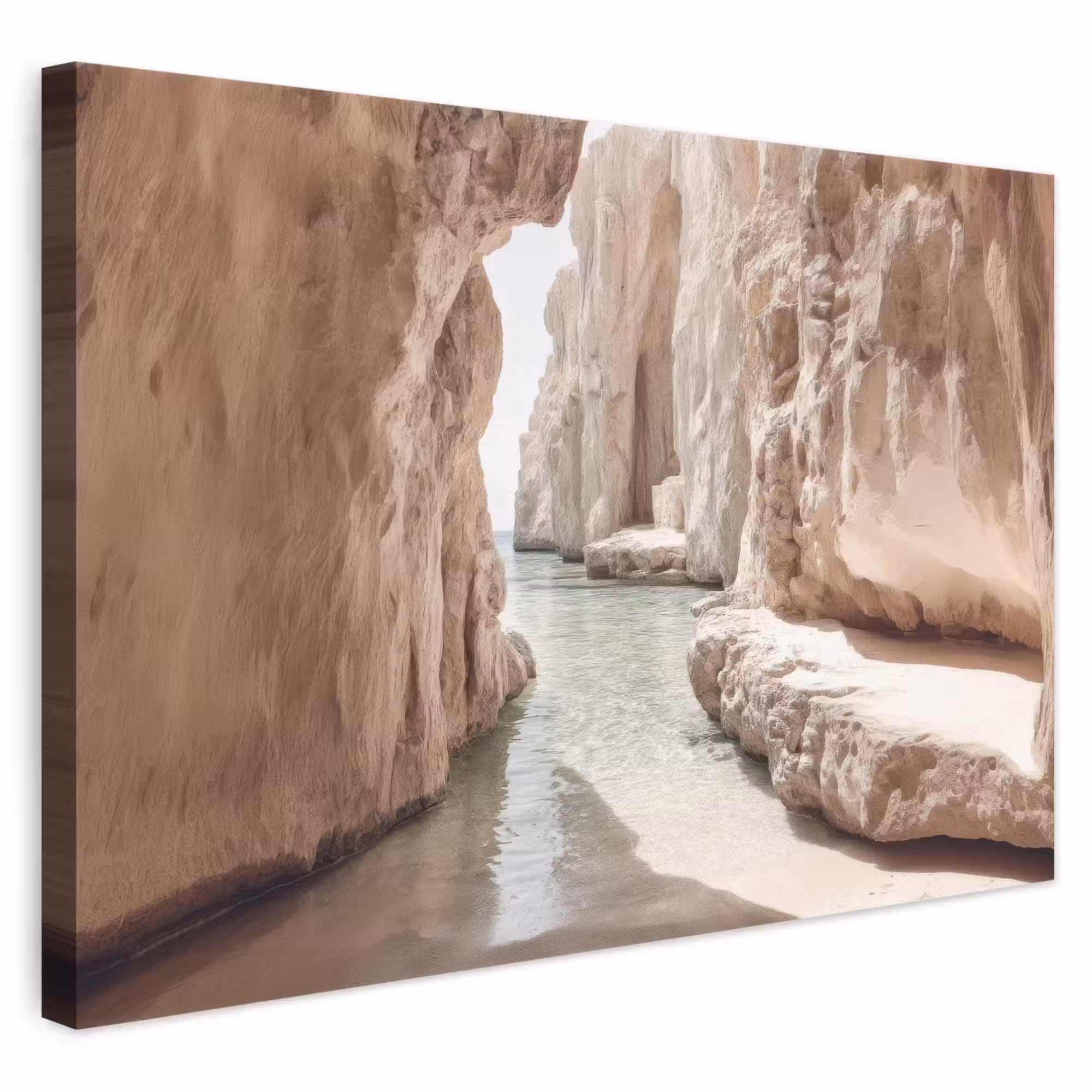 Canvas schilderij - Rotsen - Zee - Zand - Kloof